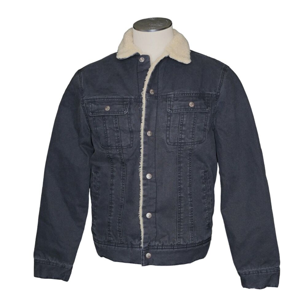NWOT Faherty Timberline Trucker Jacket Medium - Sherpa Collar- Washed Black $298